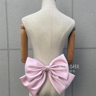 新娘缎面婚纱礼服搭配蝴蝶结 配饰蝴蝶结多用装饰超宽腰封可拆卸
