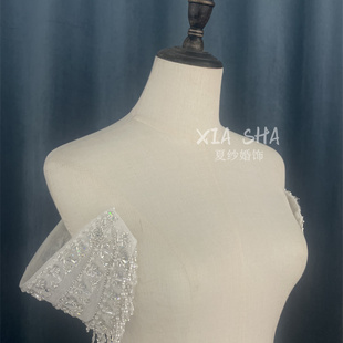饰神器 婚纱改造型改款 手工流苏肩饰 片可拆卸一字肩 婚纱肩片袖