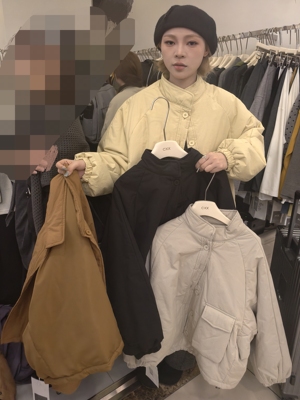 丑笑笑6670#加棉宽松时尚立领简约女棉衣外套