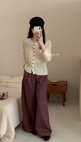 NANCY新款2117韩国东大门宽松气质通勤V领秋麻花针织开衫外套女秋
