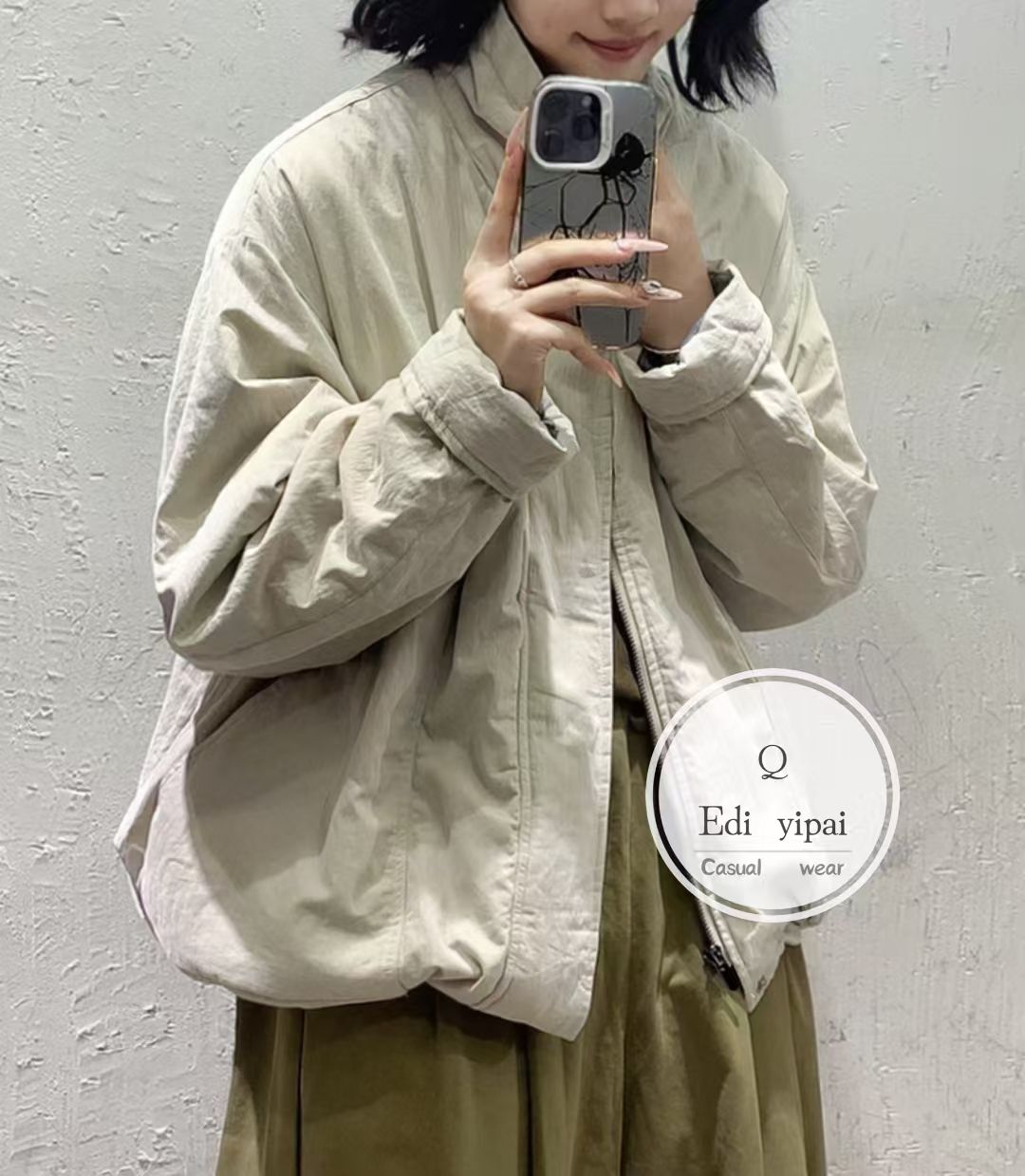 33047#洗水纯棉磨毛纯100%羊毛绒填充韩版棉服简约时尚潮流百搭