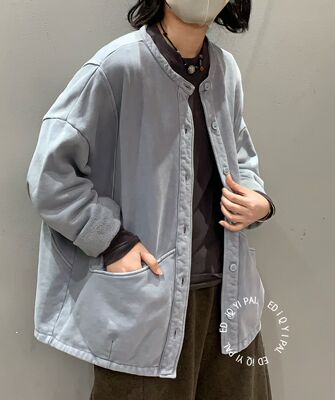 ED，33136#秋季新品砂洗卫衣雪花绒品质个性宽松休闲卫衣外套