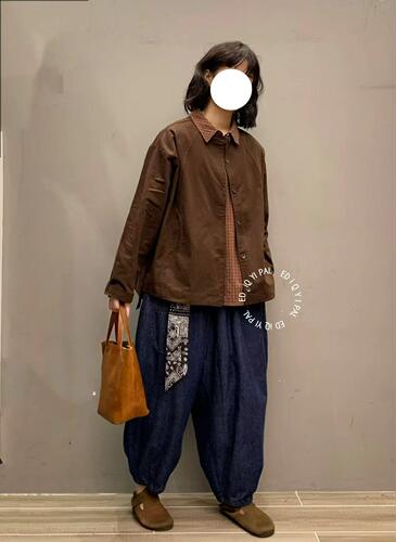ED，88215#韩国进口洗水棉单层砂洗做旧外套时尚百搭简约女宽松版
