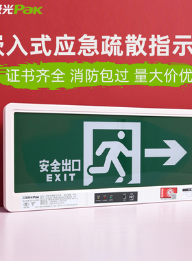 三雄极光嵌入式应急疏散指示灯SJ-BLZD-1LROEⅠ2W-E03A安全出口