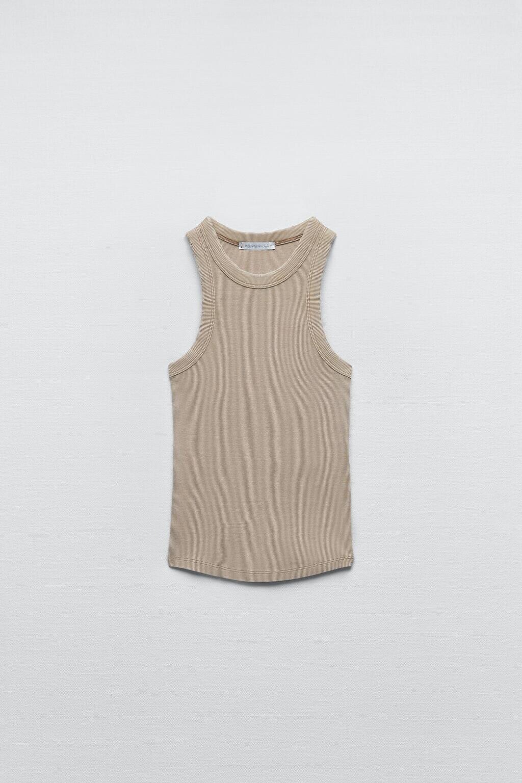 thumbnail for ZA Summer New Women's Washed Ribbed Sleeveless T-Shirt Vest Babes Slim Slim Slim Temperament 3253301 250