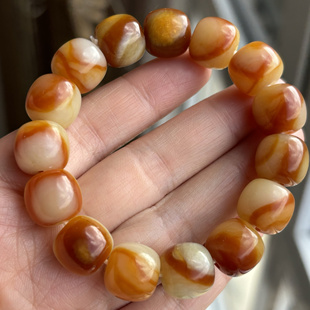 天然岫玉辽阳花玉桶珠血管手链男女手饰腰缠万贯手串收藏款正品