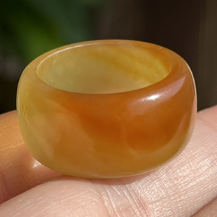 天然岫玉辽阳花玉红糖血管线扳指聚宝盆俏红19加扳指正品包邮保真