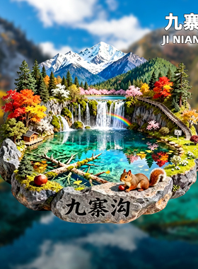 【九寨沟】黄龙四川文创冰箱贴旅游纪念品五彩池五花海长海伴手礼