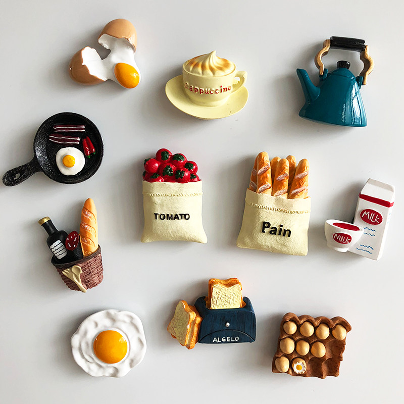 韩国个性创意3d立体冰箱贴磁贴 ins食玩磁力装饰食物一套树脂