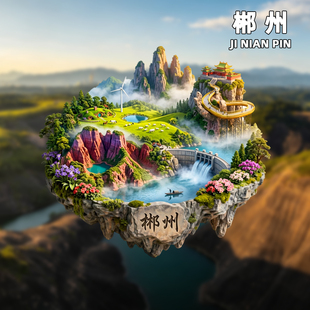 [郴州]文创金属冰箱贴五指峰东江湖高椅岭沙洲古村创意旅游纪念品