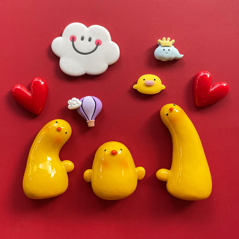 相亲相爱一家人小黄鸡冰箱贴可爱卡通磁力贴创意3d立体磁贴吸铁石