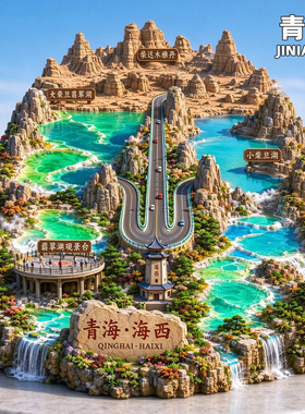 青海海西大柴旦翡翠湖金属冰箱贴