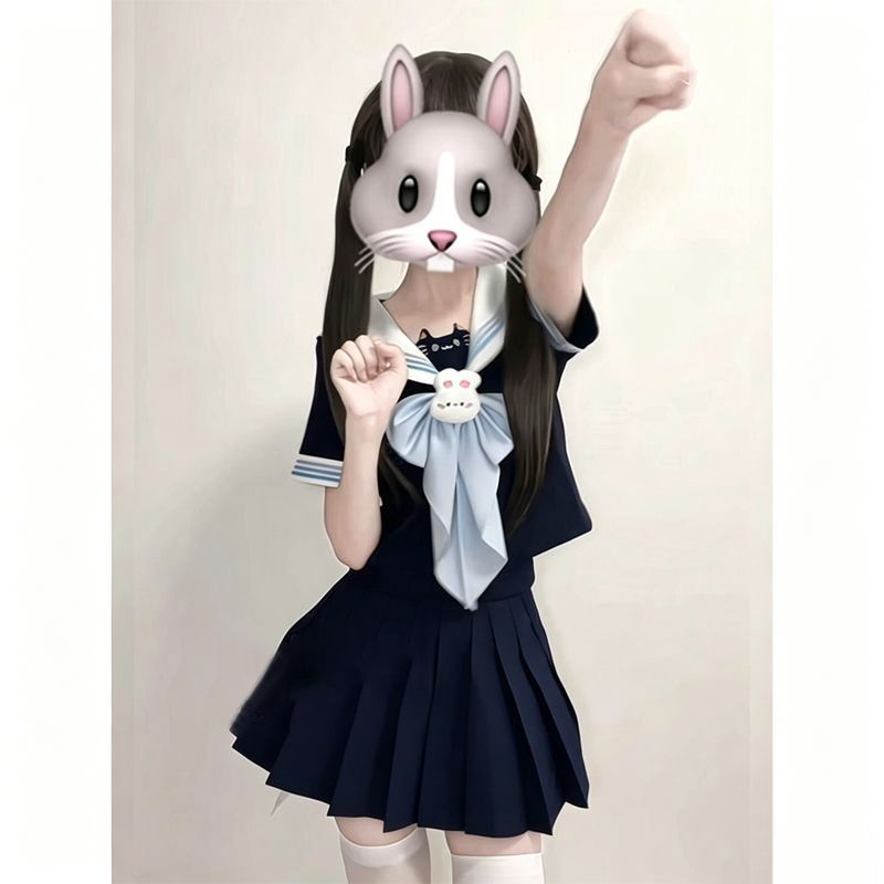 学院日系少女JK制服海军短袖衬衫百褶裙短裙女童两件套装夏季新款