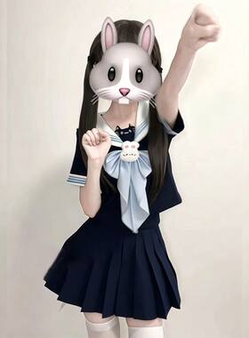 学院日系少女JK制服海军短袖衬衫百褶裙短裙女童两件套装夏季新款