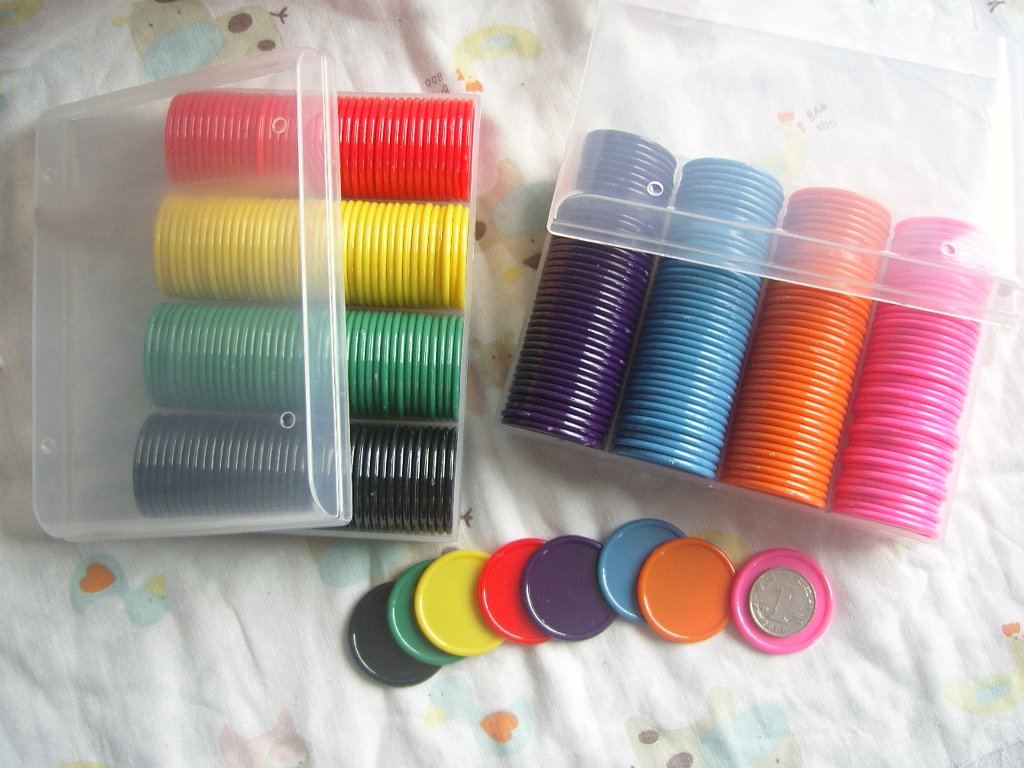 麻将机盒装筹码棋盘桌筹码透明无字筹码棋牌室游戏代币新塑料圆片