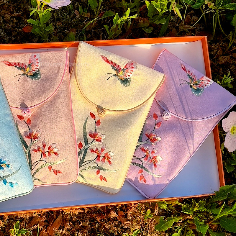 刺绣苏绣装手机包汉服女斜挎包民族风竖款小包包零钱包手机袋国风