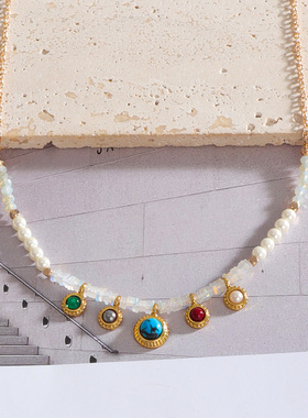 原创设计 欧美风饰品串珠时尚彩色短款个性简约项链女士