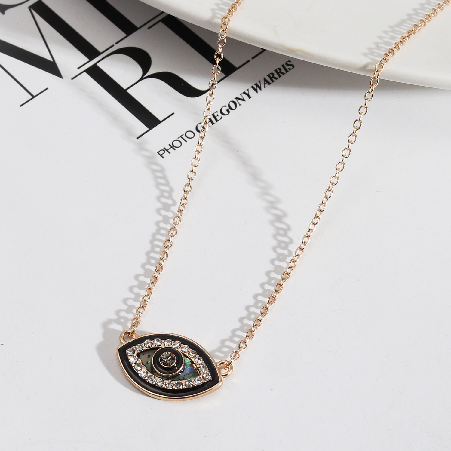 潮流设计开发 欧美风饰品 眼睛滴釉时尚短款精美百搭项链女