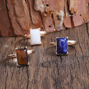 潮流设计开发 欧美风饰品 天然石镶嵌合金金属质感简约百搭戒指女