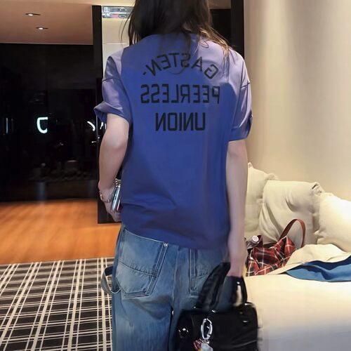 【送运费险】复古字母印花短袖女