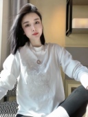 长袖 2025早春新款 龙凤呈祥重工刺绣打底上衣女宽松百搭中长款 T恤