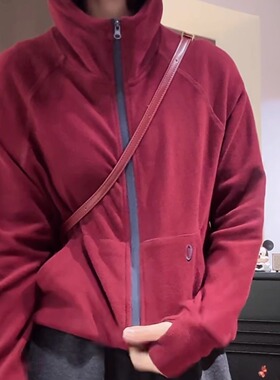 美式双面绒连帽卫衣开衫女2026新款潮流时尚宽松百搭显瘦外套上衣