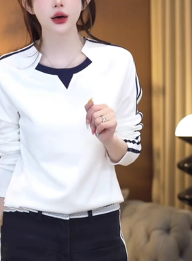 小众不规则裁剪拼接长袖T恤女2026春季新款时尚休闲百搭显瘦上衣