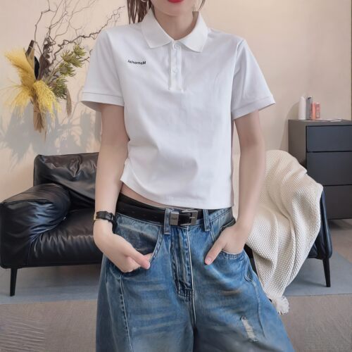 【送运费险】字母刺绣翻领短袖女