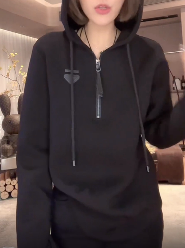 【送运费险】连帽半拉链卫衣女