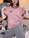 潮牌时尚 新款 宽松百搭显瘦上衣潮 T恤女2026夏季 字母刺绣条纹短袖