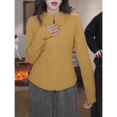 时尚 简约风双面澳绒纯色立领拉链卫衣女秋冬新款 百搭休闲显瘦上衣