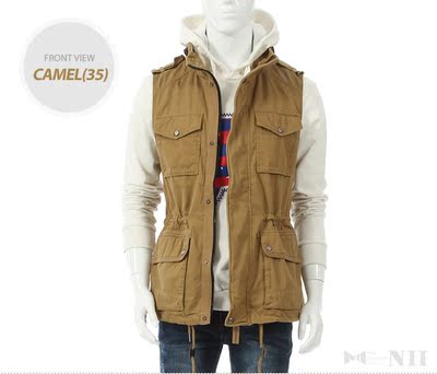 男款工装纯棉水洗多口袋春季背心