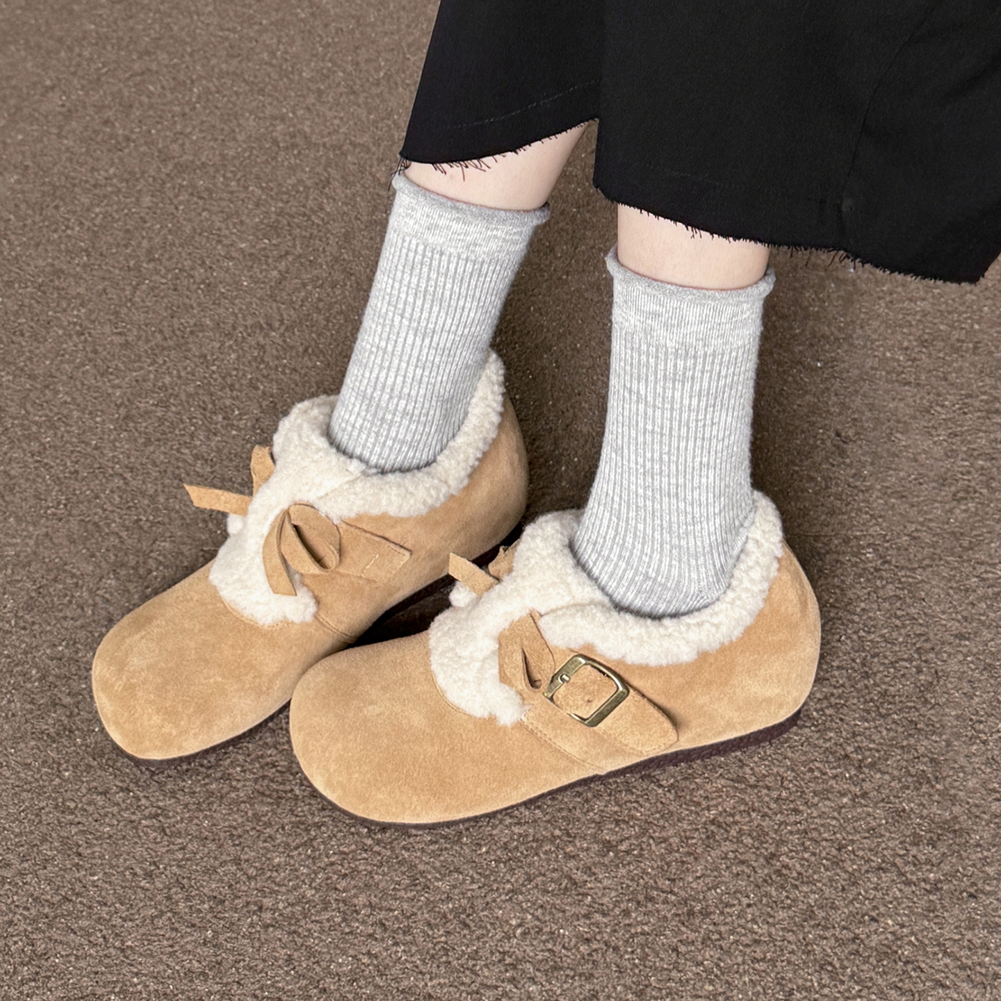 新款冬季真皮内增高勃肯棉鞋