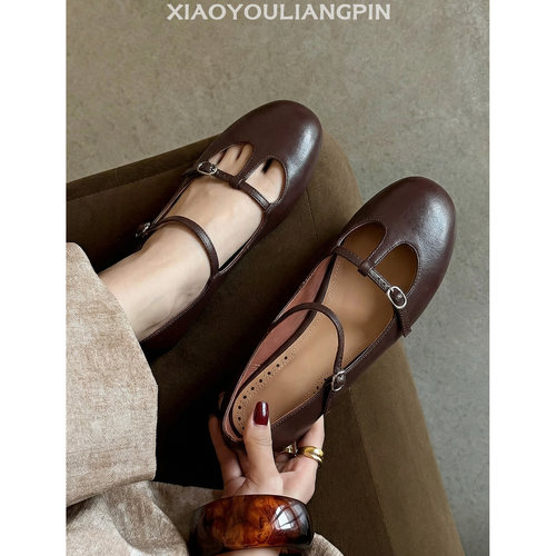 复古文艺舒适增高春夏法式中跟小