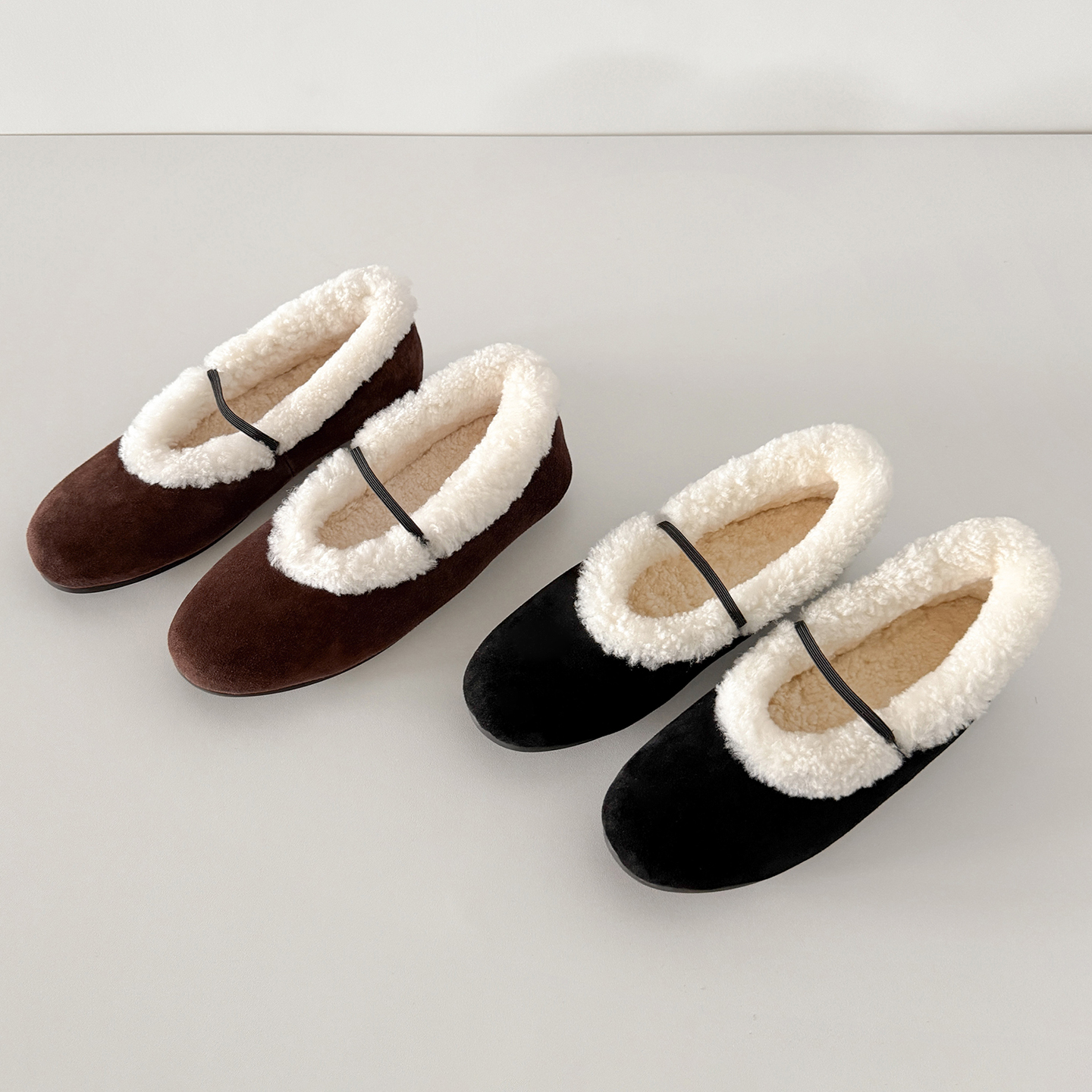 1cm冬季保暖羊毛毛鞋女浅口