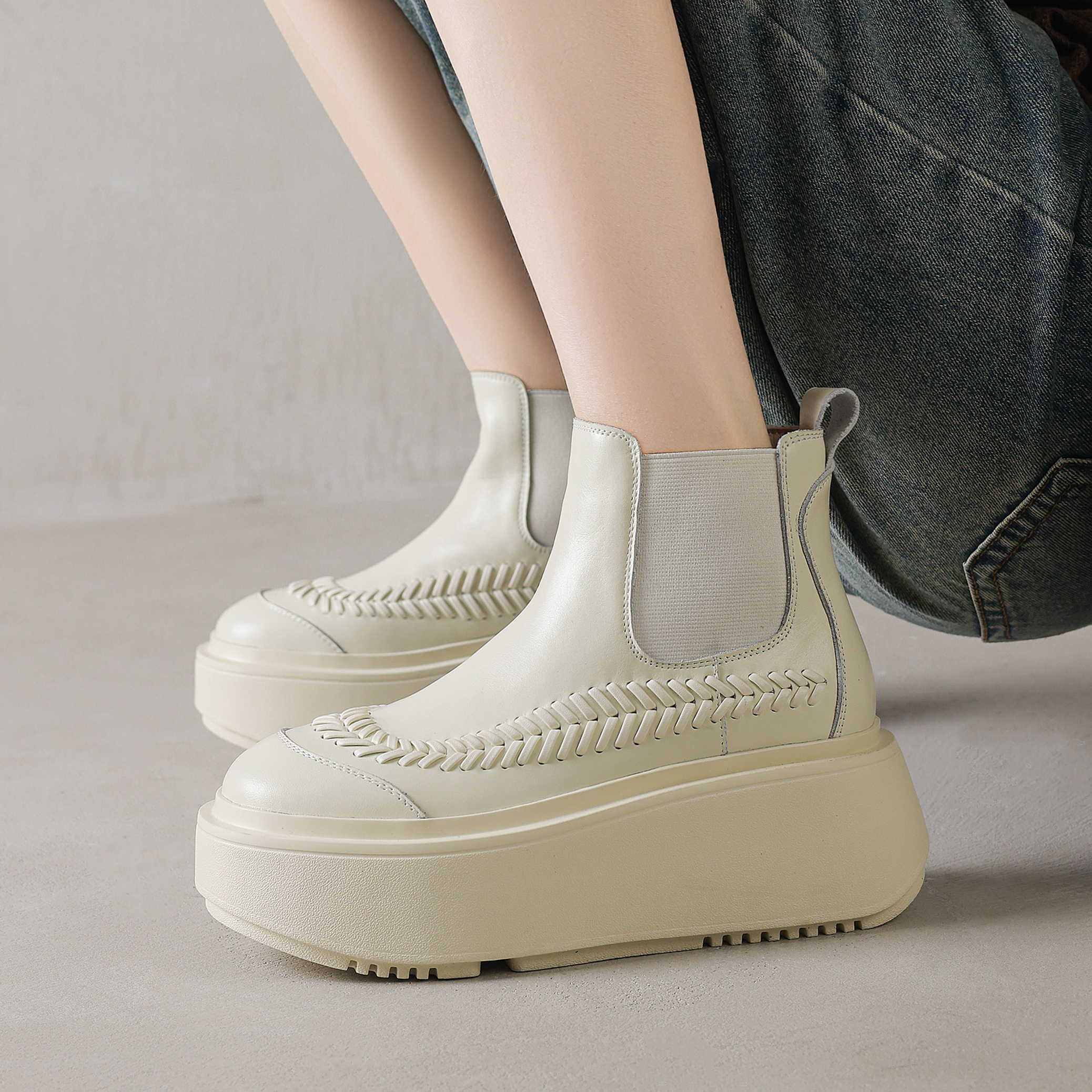 6.5cm厚底增高切尔西靴女2025款