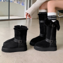 4cm东北厚底高筒雪地靴女冬季加绒加厚平底毛毛长筒靴子保暖棉鞋