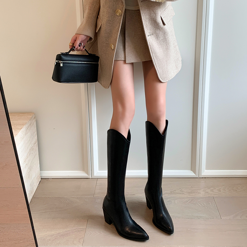 长靴女秋冬高跟骑士靴粗跟高筒靴