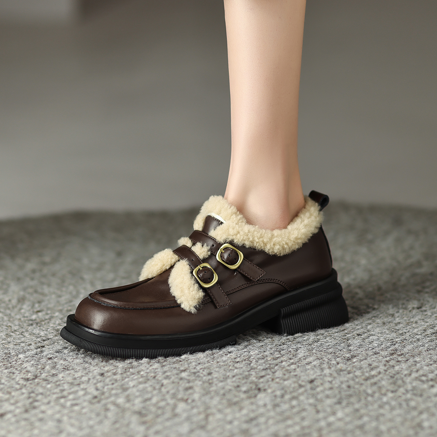 雪地靴保暖棉鞋加绒复古小皮鞋