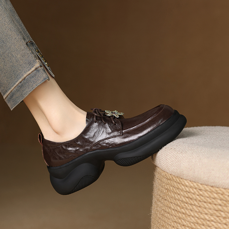 羊皮系带小皮鞋女2025春季新款