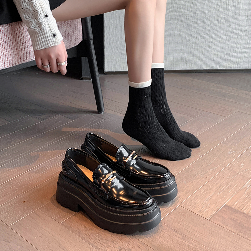 增高超厚底乐福鞋百搭矮子乐单鞋