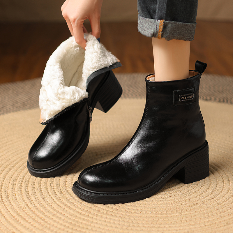 厚底高跟加绒加厚保暖雪地靴真皮