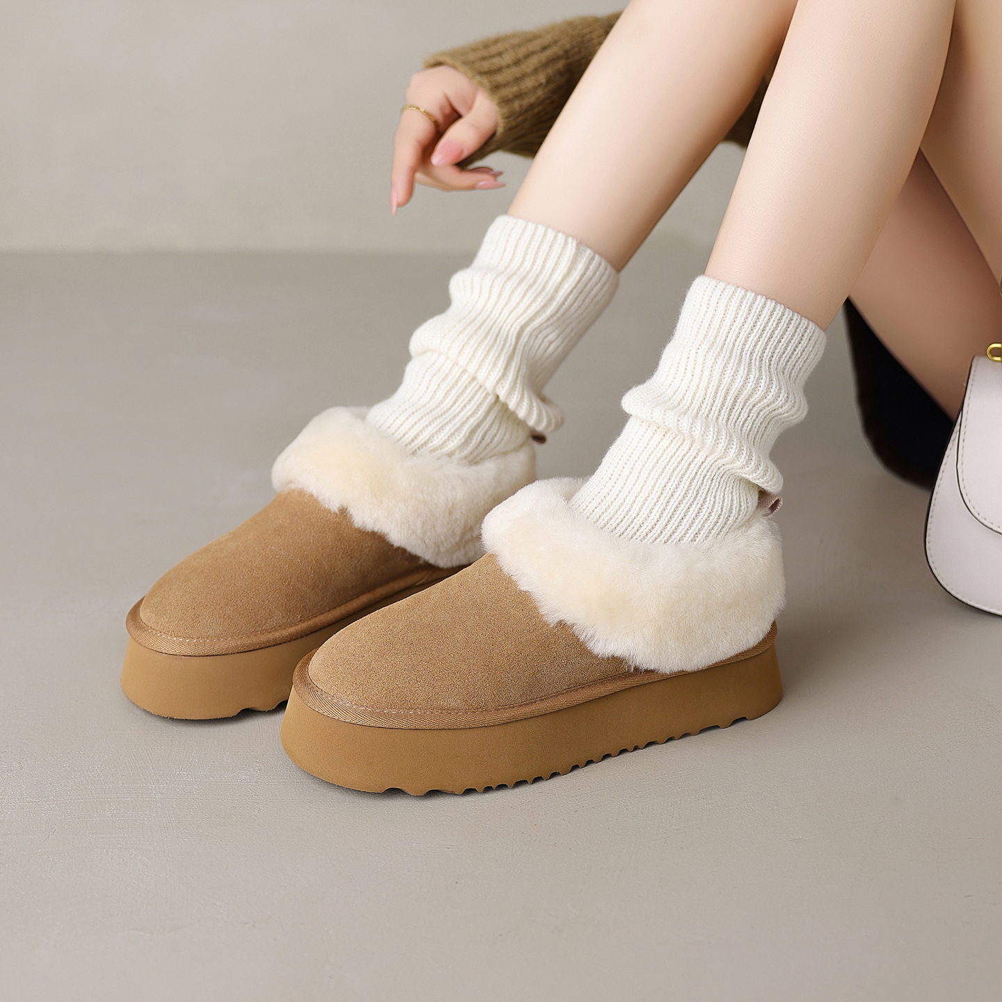 冬季保暖加绒加厚毛毛鞋东北棉鞋