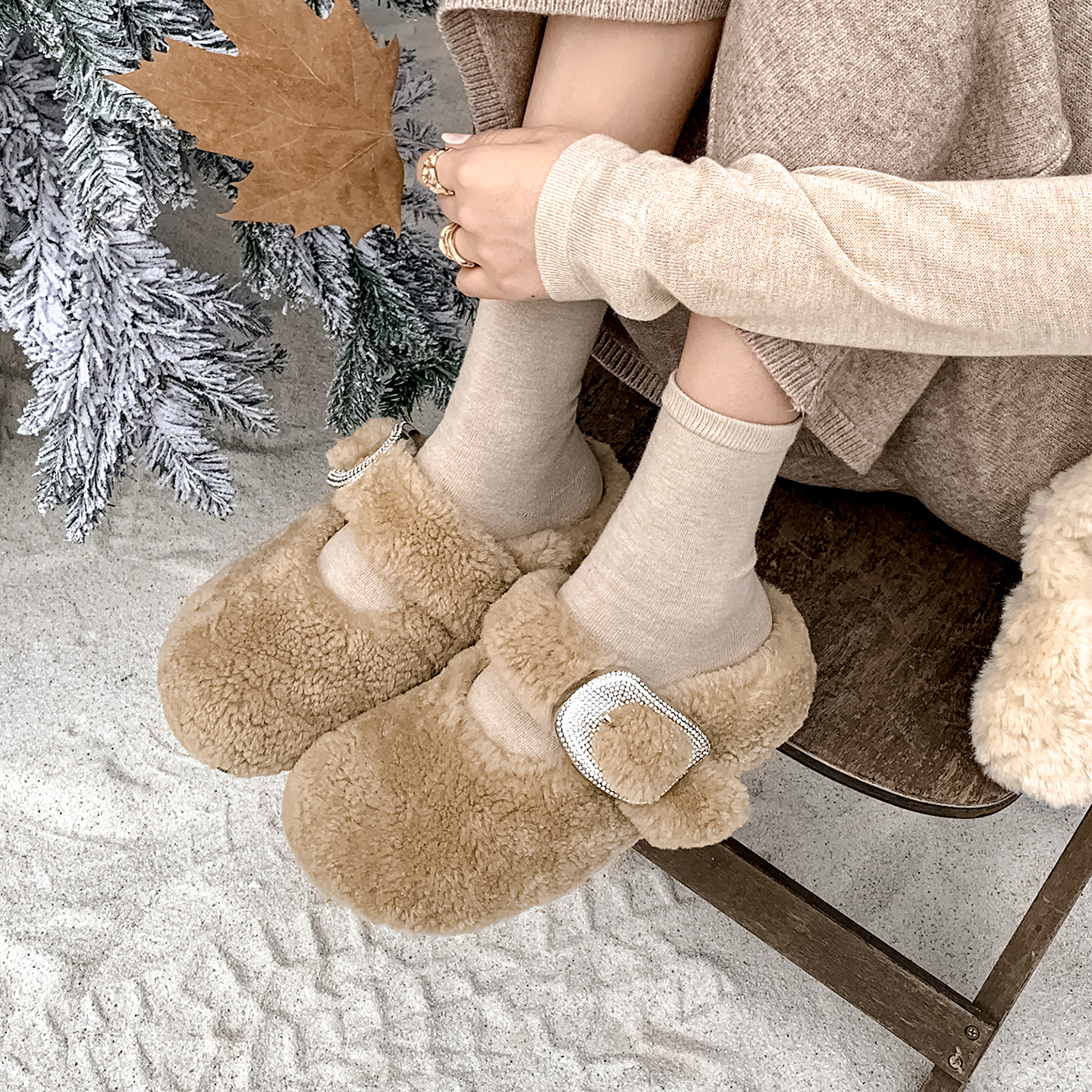 5cm羊毛拖鞋2025新款羊羔毛包头毛毛拖鞋女外穿