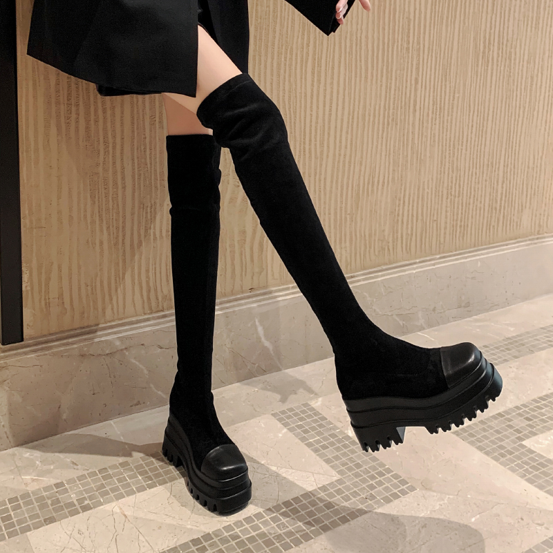 小个子显瘦长筒骑士厚底高筒长靴