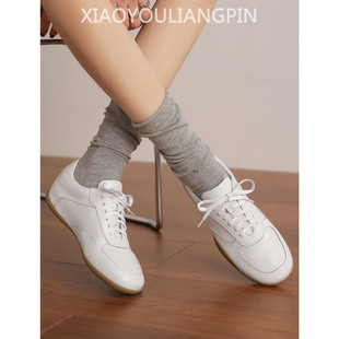 内增高休闲真皮单鞋 英伦风德训鞋 女2026新款 3cm系带乐福小皮鞋