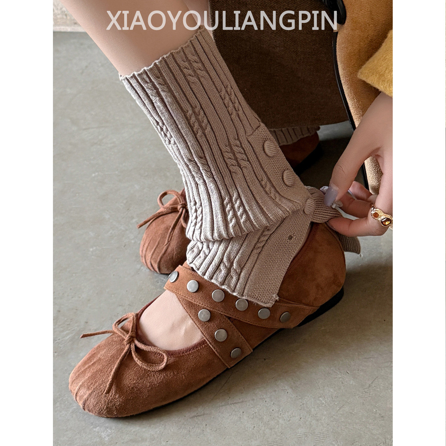 小悠~蝴蝶结皱褶圆头芭蕾舞鞋2026早春复古时尚交叉魔术贴玛丽珍