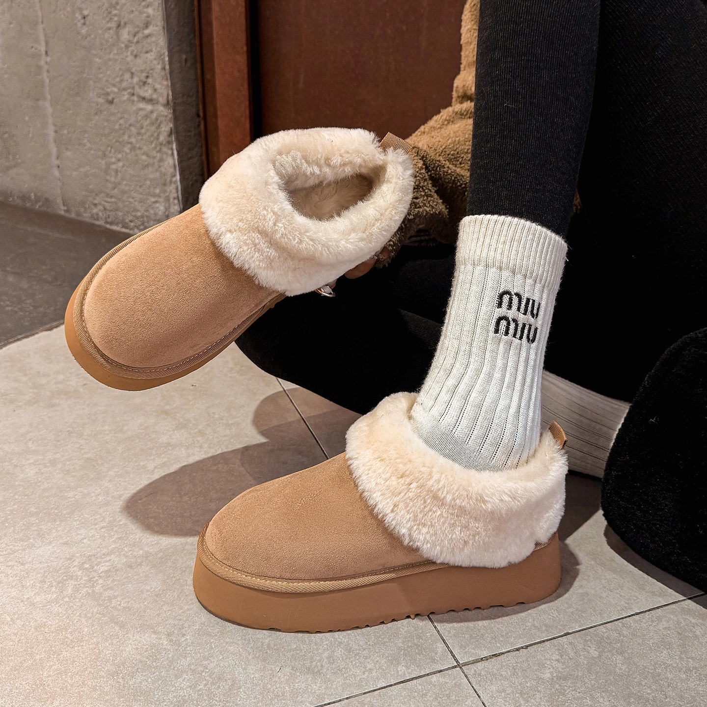 4cm厚底增高雪地靴女2025年冬季