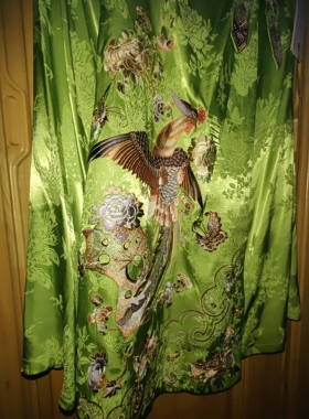 罗绮者新中式绿色重工刺绣半裙松紧腰织锦花白色国风外套套装绝美