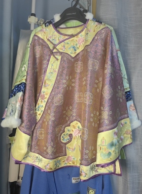 罗绮者精品重工系列蜀锦上衣八角领口大袖衫重工刺绣金线蜀锦外套